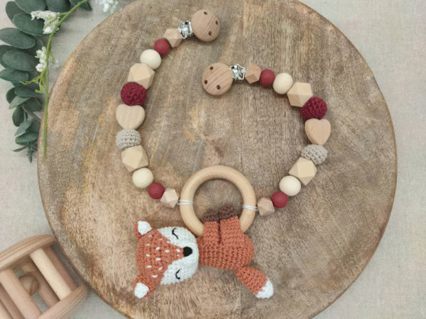 Crocheted Fox Stroller Chain