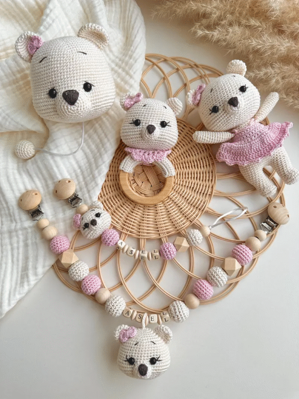 Pink Bear Stroller Chain Set